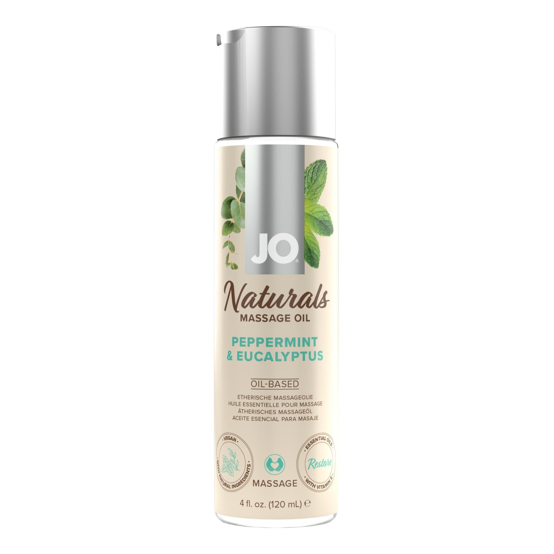 Ulei de masaj JO System Naturals cu mentă și eucalipt 120 ml