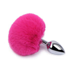 Plug anal argintiu cu coadă roz de iepuraș Fantasy 7 cm