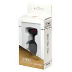 Plug anal din silicon Star Collection negru M cu piatră roz 8,5 cm