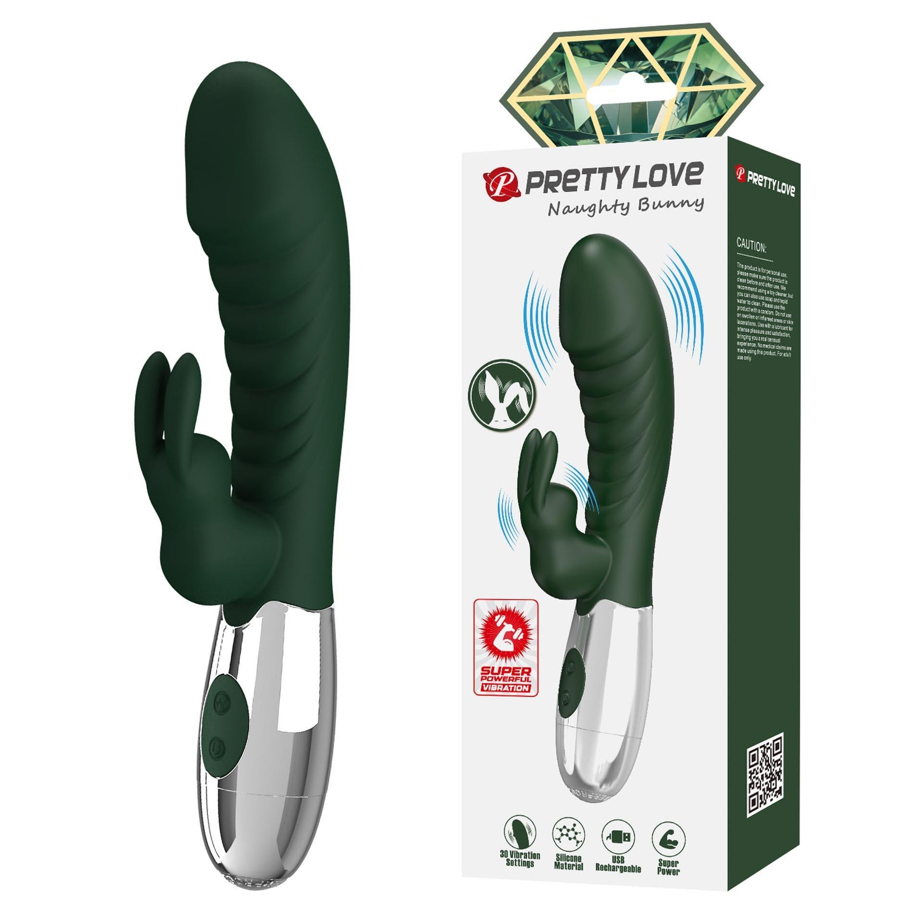 Vibrator Pretty Love Bunny cu motor dublu, silicon, USB