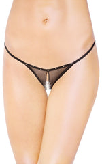 Tanga SoftLine 2460 din plasă cu crăpătură, negru S/L