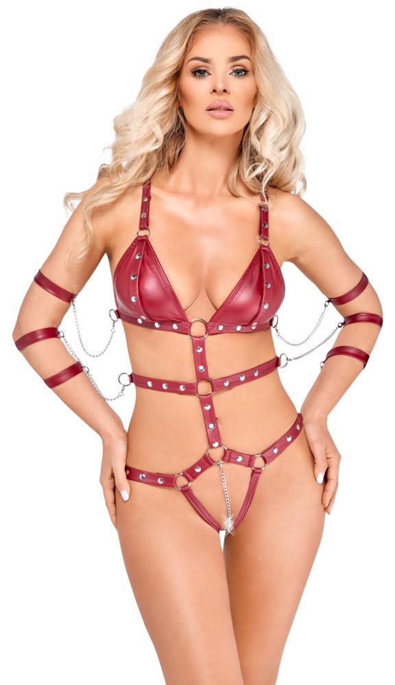 Body Bad Kitty roșu cu bretele XL