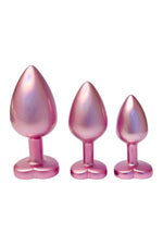 Set de dopuri anale din aluminiu roz strălucitor Love