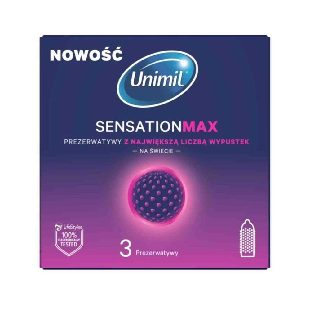 Prezervative Unimil Sensation Max punctate 53 mm 3 buc.