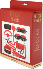 Set de bondage Fetish Fever cu 10 piese, roșu și negru
