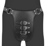 Centură de castitate Ouch din piele PU cu bretele, neagră, 110 cm
