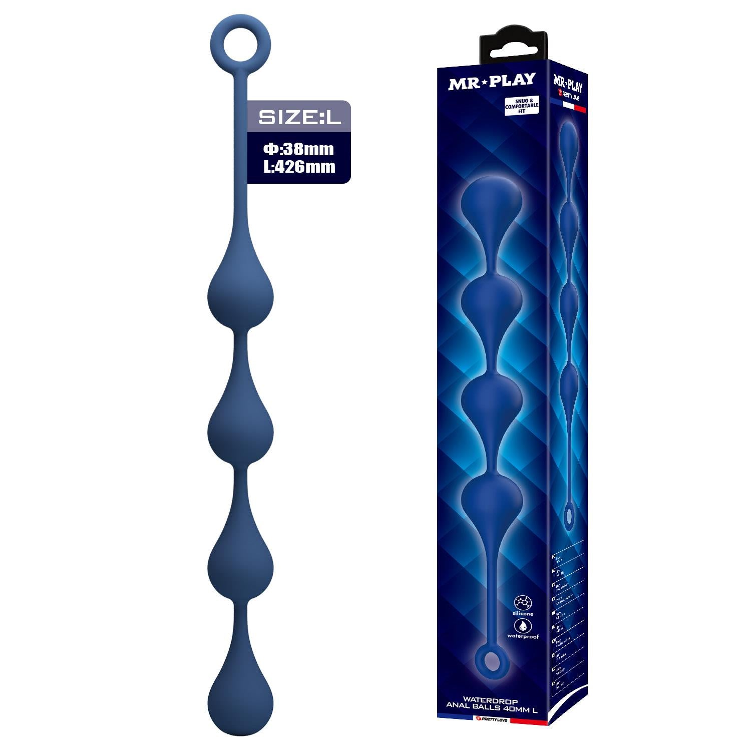 Mr Play Waterdrop Perle Anale din Silicon Impermeabile 43 cm