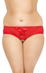SoftLine 2466 tanga din dantelă cu plasă roșu 3XL