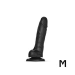 Dildo realist cu strap-on-me, cu alunecare, negru, M