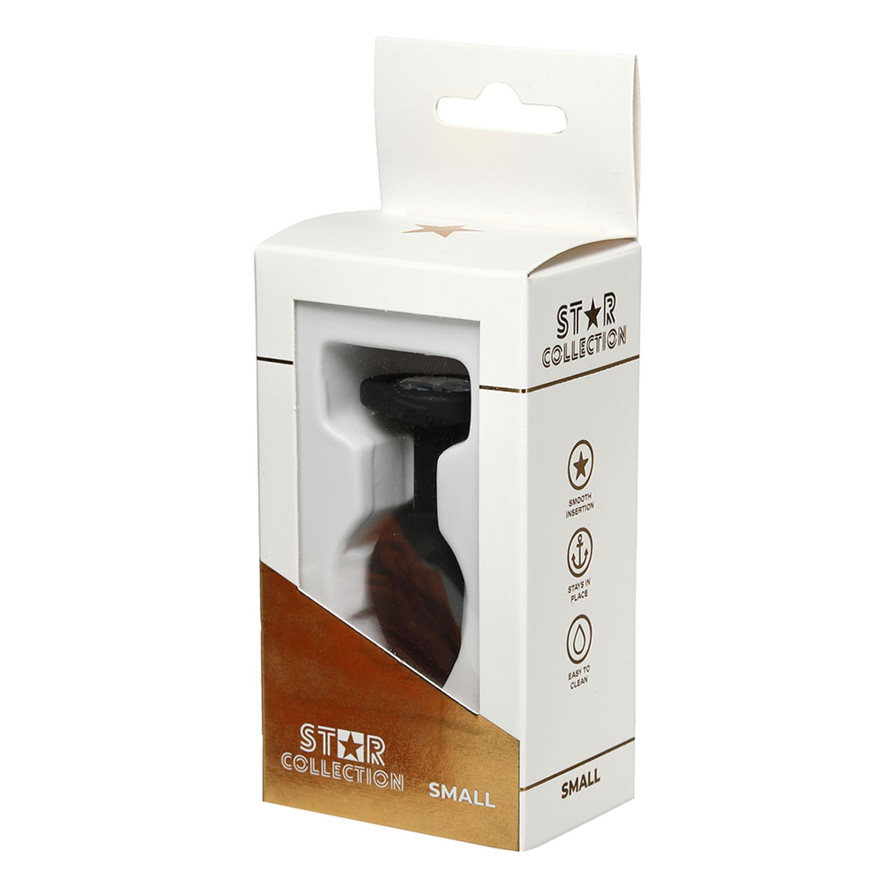 Dop anal din silicon Star Collection S, negru, cu cristal