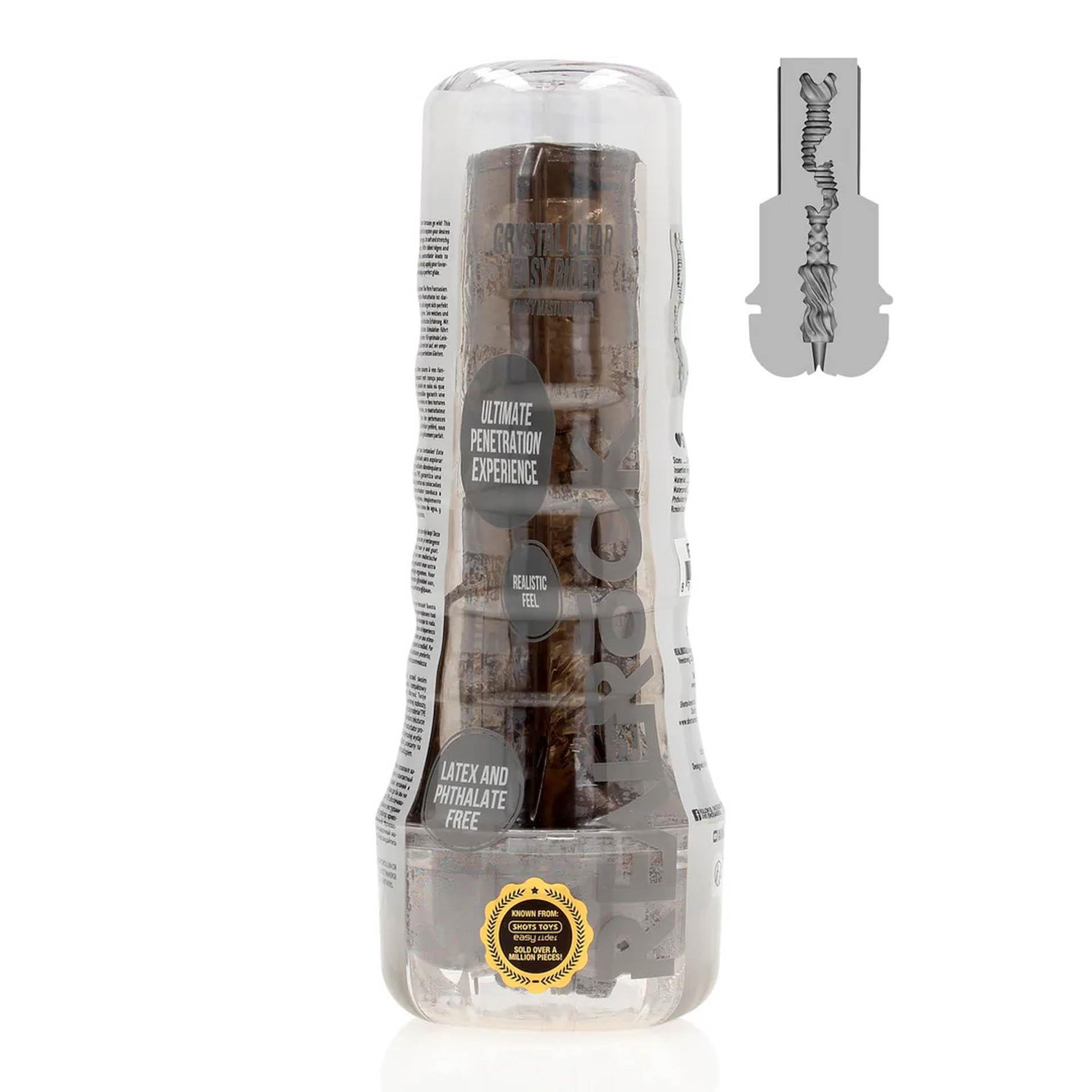Masturbator TPE Easy Rider RealRock Negru 21,5 cm