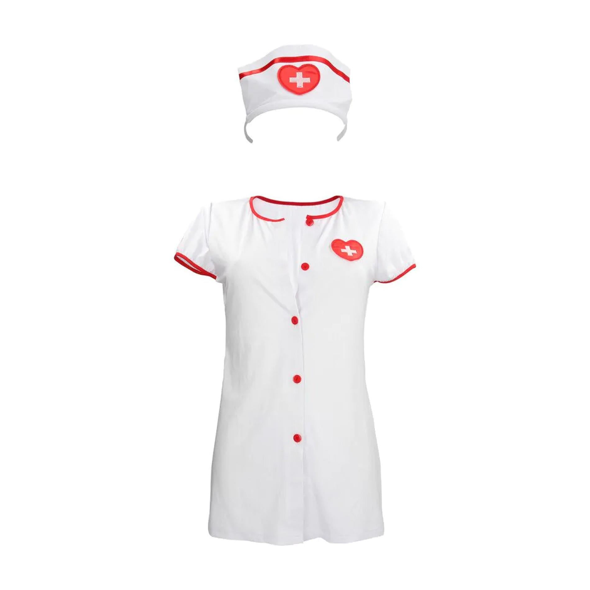 Costum strâmt alb pentru asistentă medicală SLine, mărime S/M