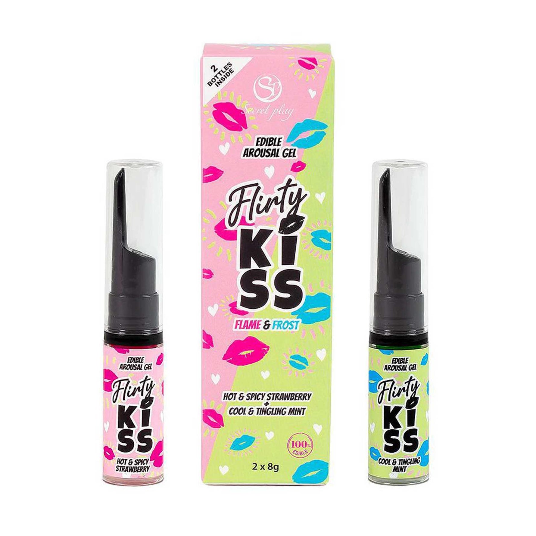 Gel comestibil Secret Play Flirty Kiss cu căpșuni și mentă
