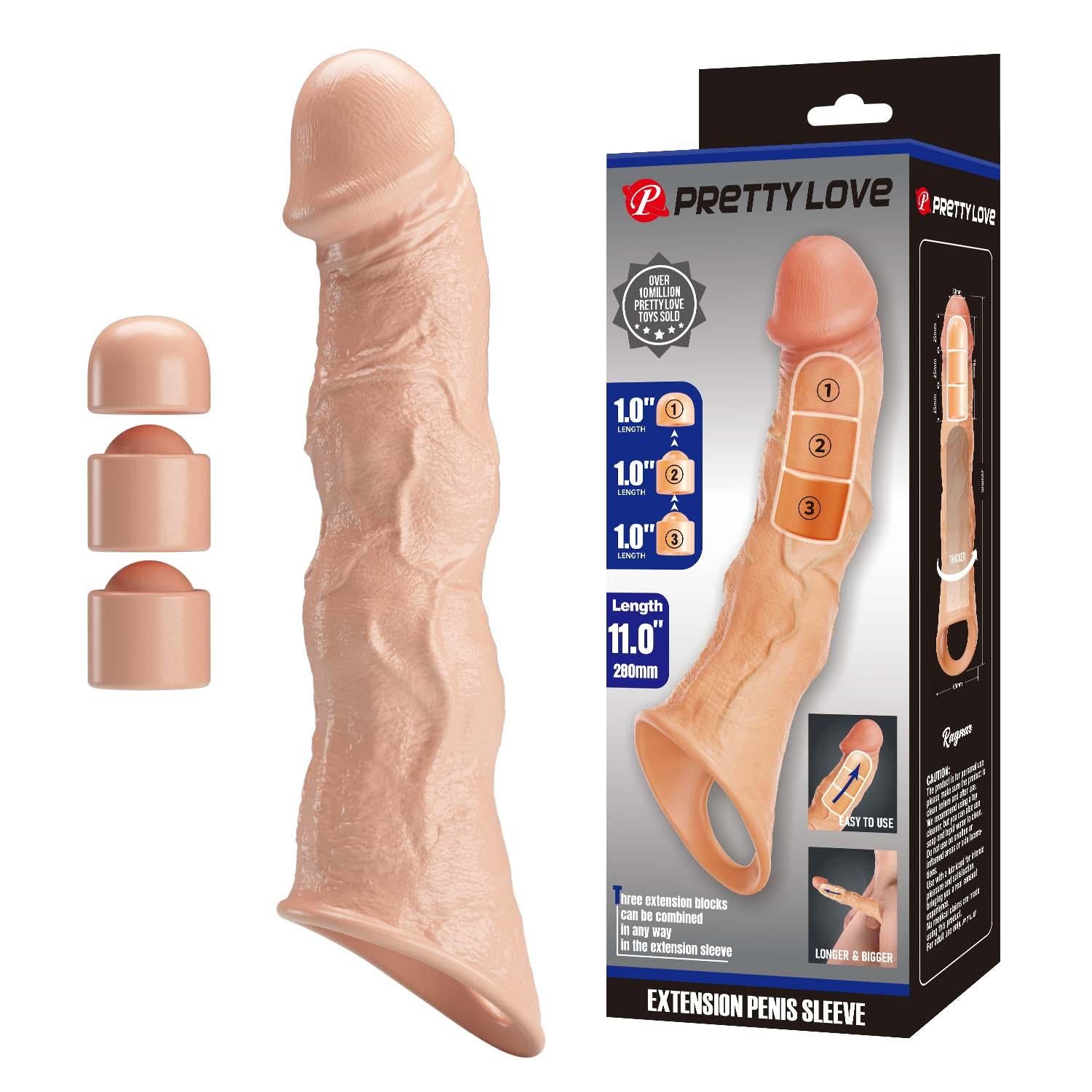 Pretty Love Extensor de penis cu pernuțe reglabile 28 cm