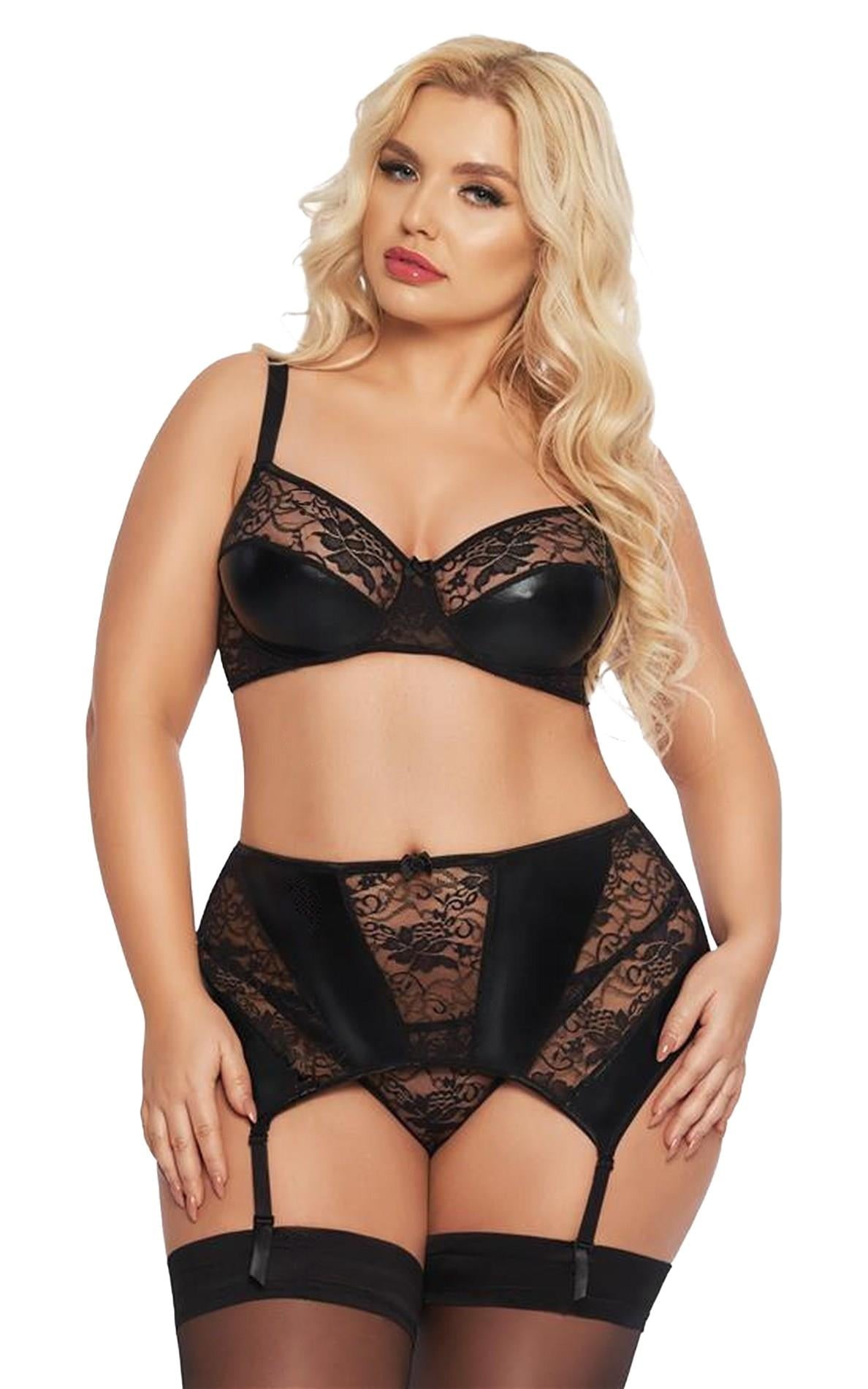 Set lenjerie erotică Joana SoftLine neagră 2XL