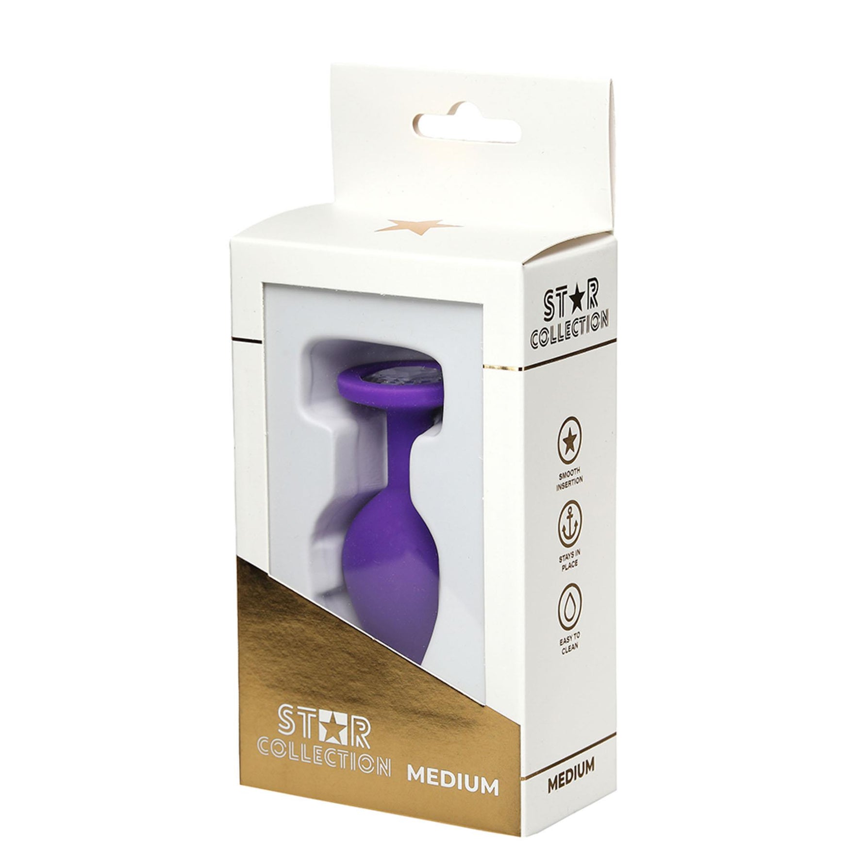 Dop anal din silicon violet M cu colecția Crystal Star