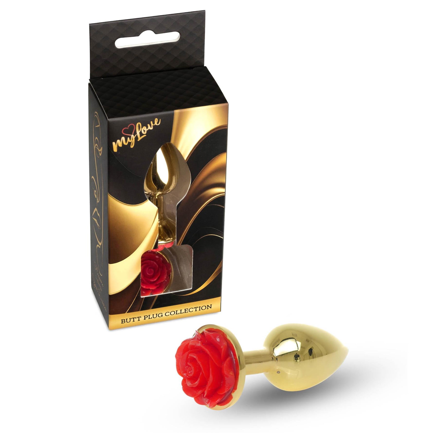 Bijuterii anale aurii cu trandafir roșu MyLove Toys 7 cm