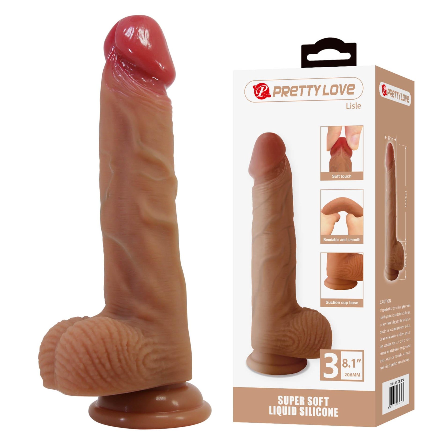 Dildo realist Pretty Love Lisle din silicon super moale, 21 cm