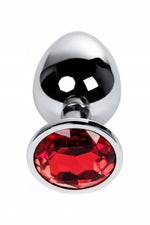 Plug anal TOYFA din metal argintiu cu cristal roșu