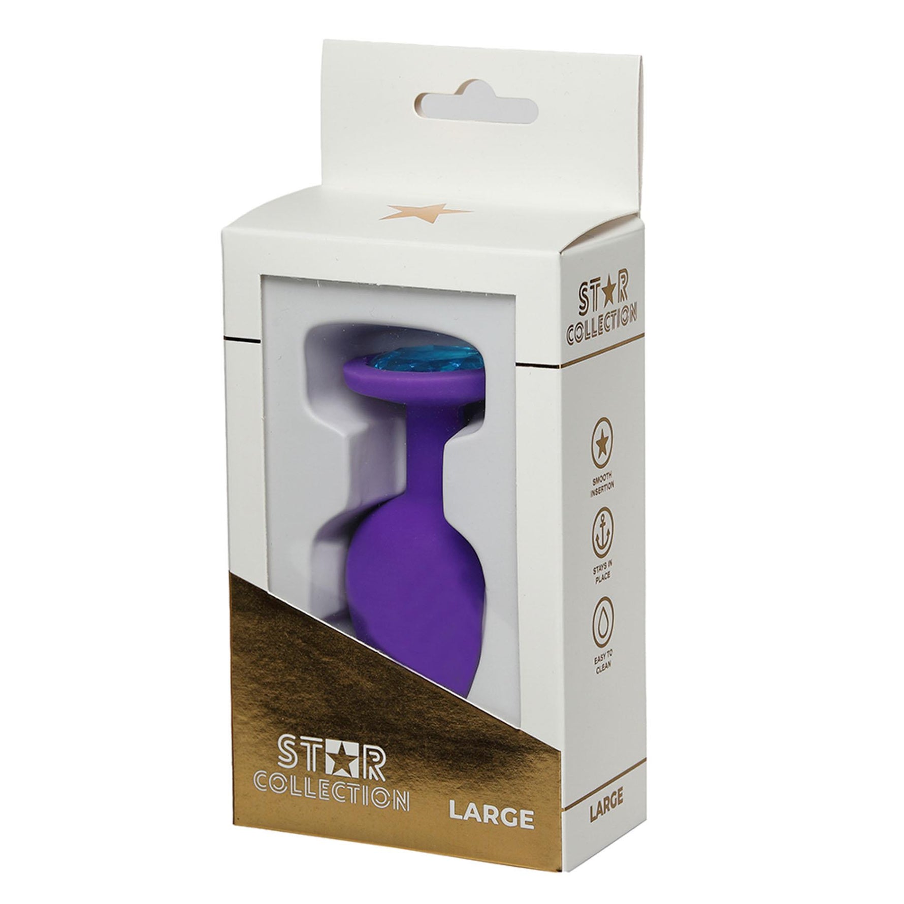 Dop anal din silicon Star Collection L violet cu piatră albastră