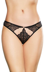Tanga din dantelă SoftLine Collection, negru, M/L