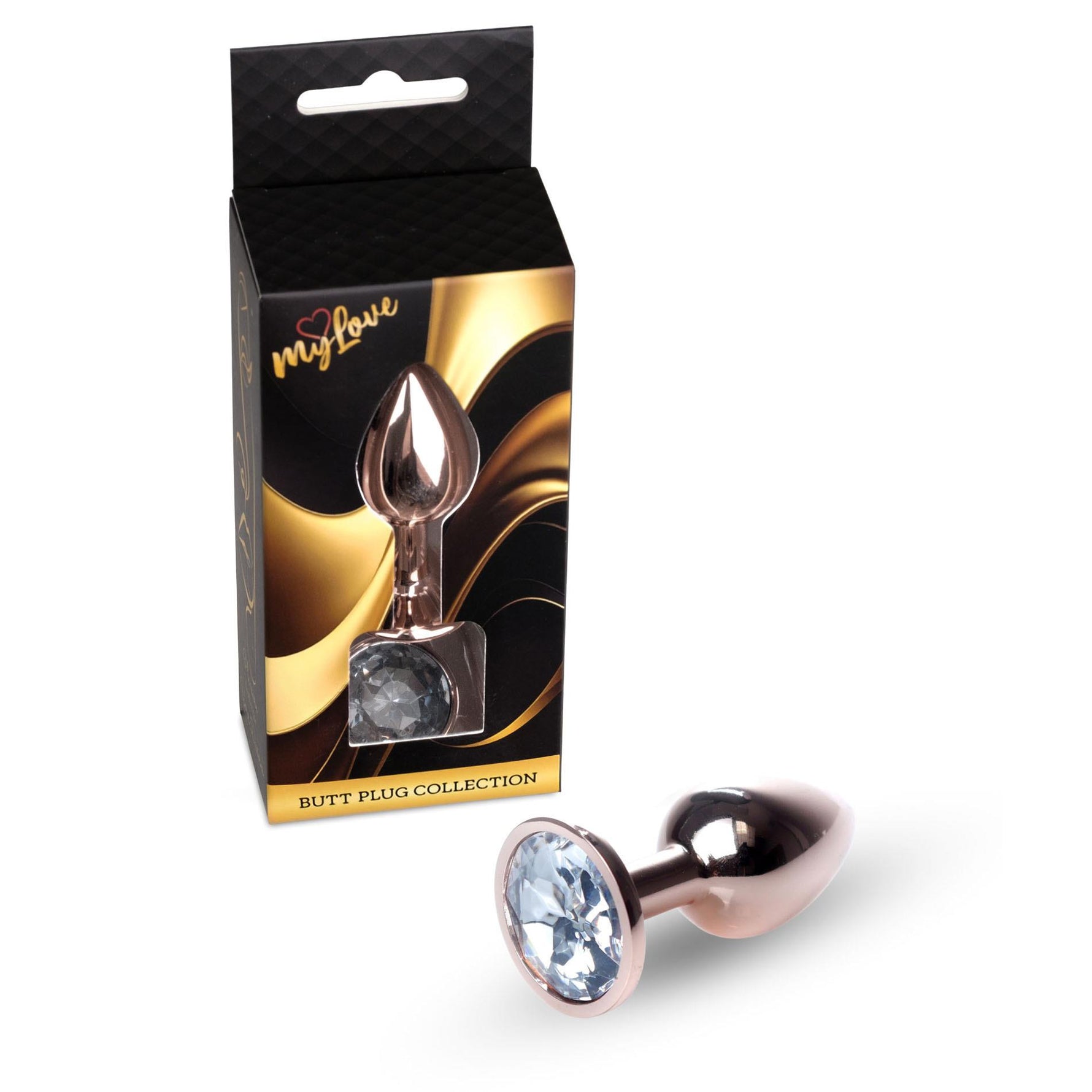 Bijuterii anale din oțel MyLove Toys cu diamant, aur roșu, 7 cm