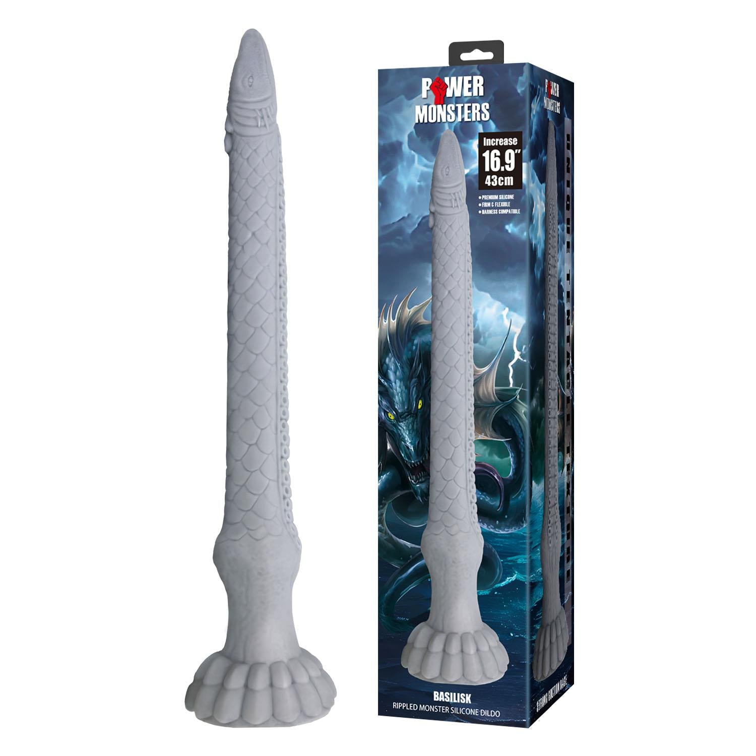 Dildo ondulat din silicon Basilisk Power Monsters 43 cm