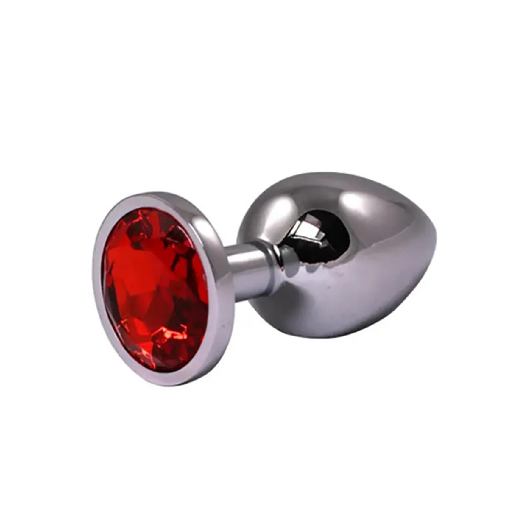 Plug anal Fantasy argintiu mic cu diamant roșu 7 cm