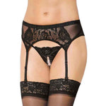 Portjartier SoftLine 3319 din dantelă cu tanga, negru, M/L