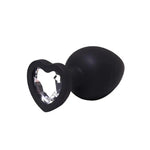 Plug anal din silicon cu inimă Fantasy Large negru cu cristal 9 cm