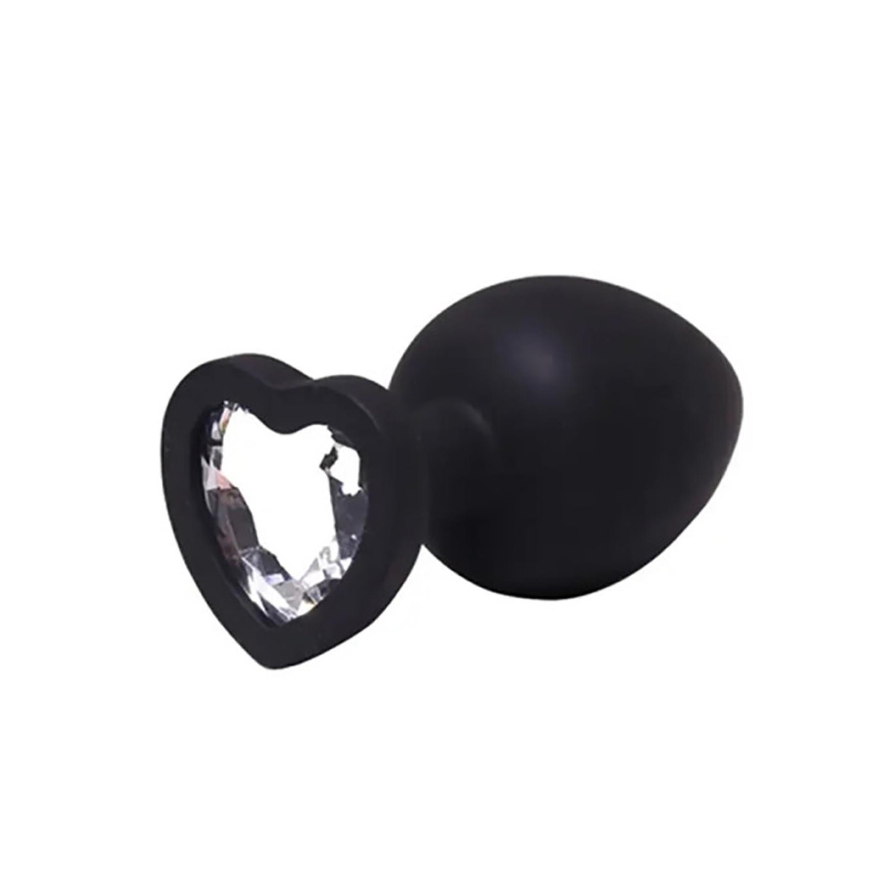 Plug anal din silicon cu inimă Fantasy Large negru cu cristal 9 cm