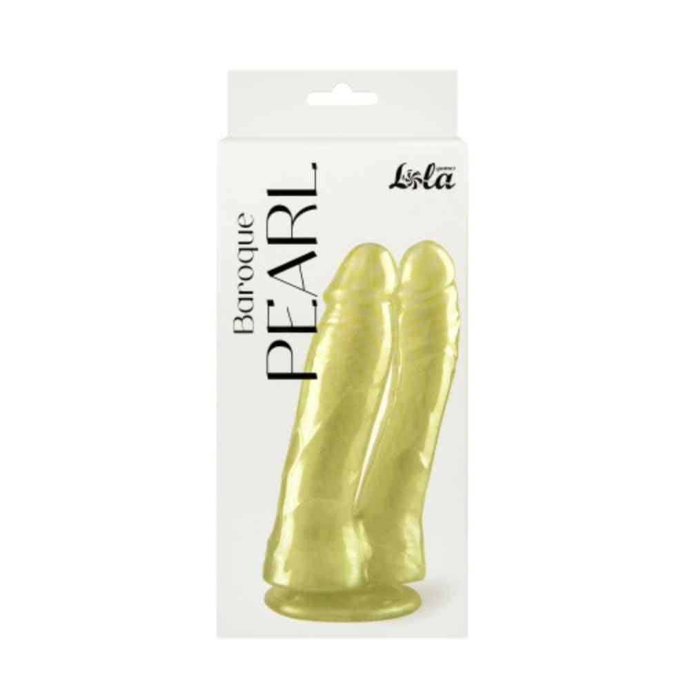 Dildo dublu realist cu perle și ventuză, 17 cm