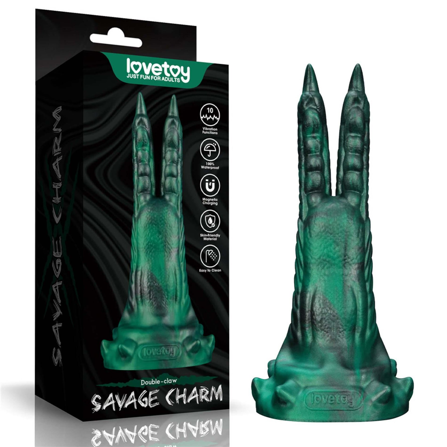 Dildo vibrant Lovetoy din silicon cu gheare duble 19 cm