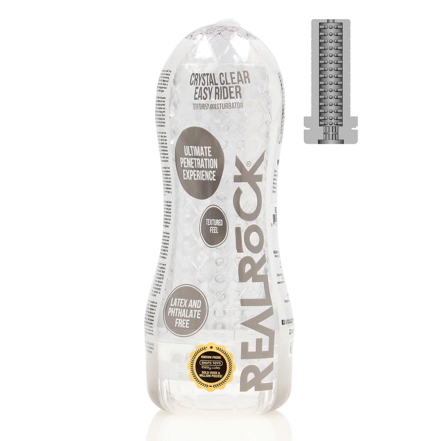 Masturbator texturat Easy Rider RealRock transparent 21 cm