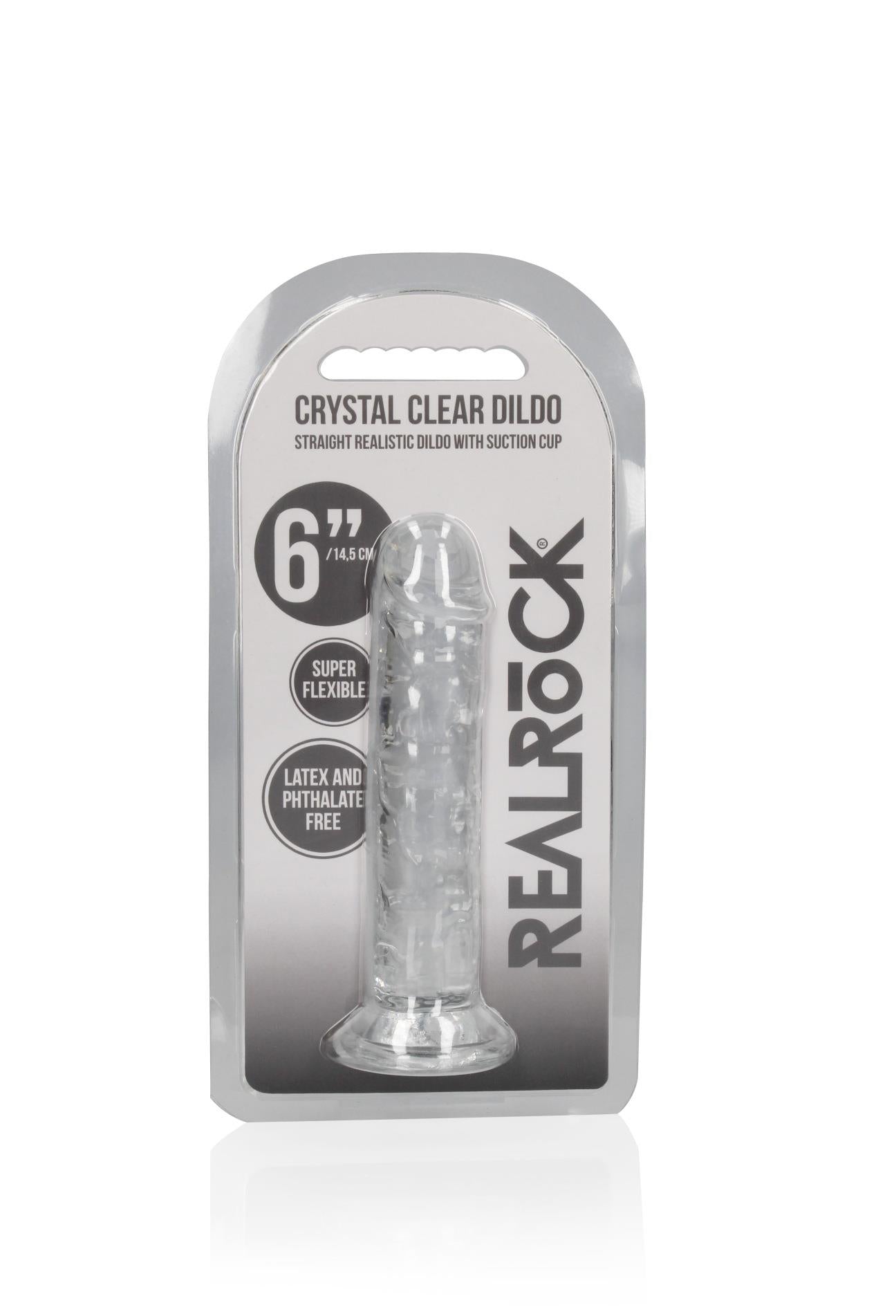 Dildo realist RealRock transparent cu ventuză 14,5 cm