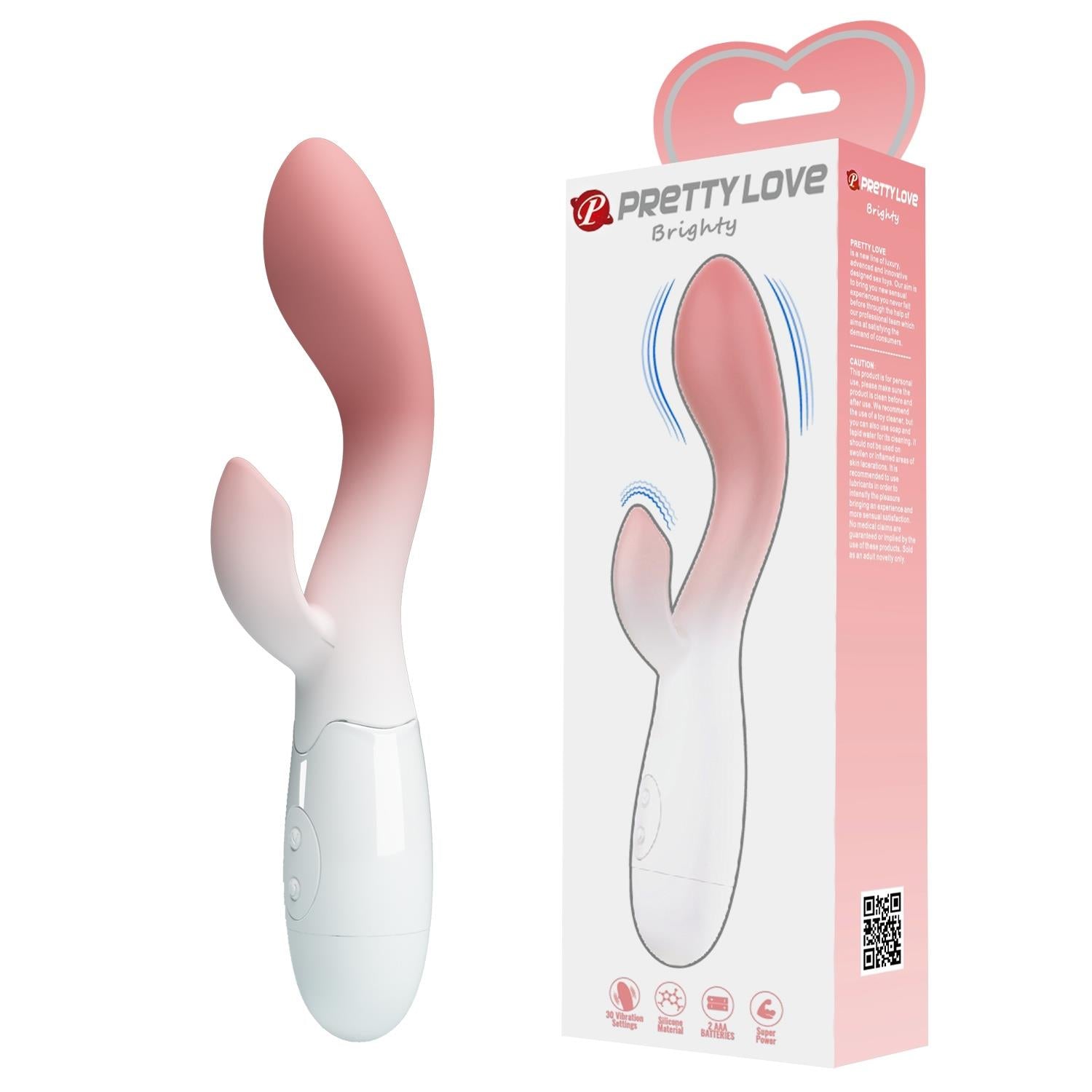 Vibrator Pretty Love Brighty din silicon cu 30 de funcții, în formă de iepuraș