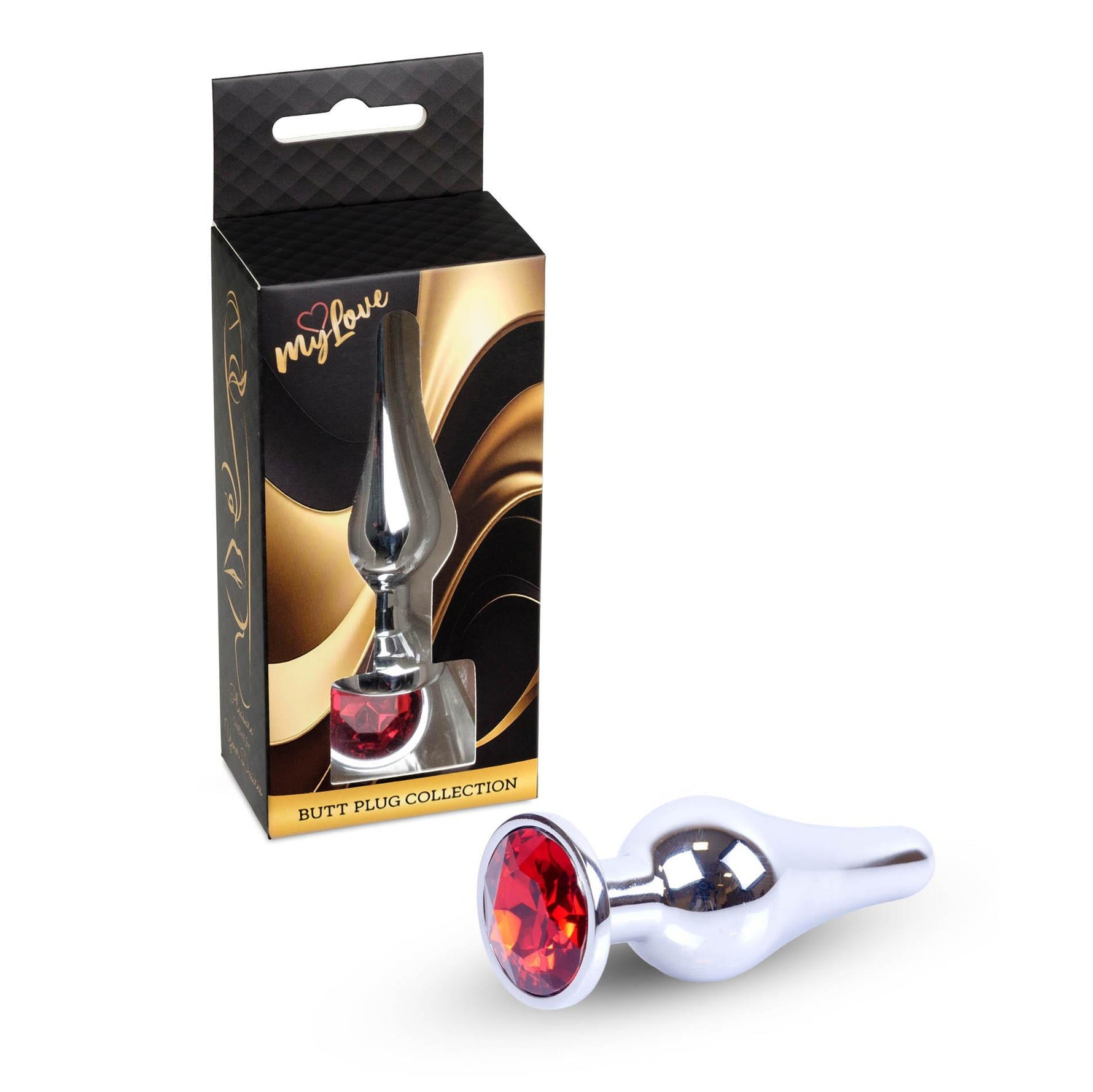Plug anal argintiu cu diamant roșu MyLove Toys 9,5 cm