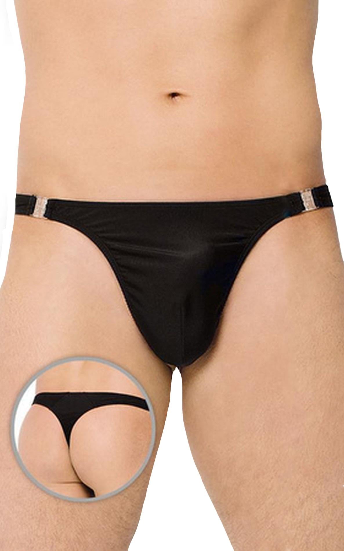 Tanga satinată SoftLine Collection 4432 cu deschideri, neagră, XL