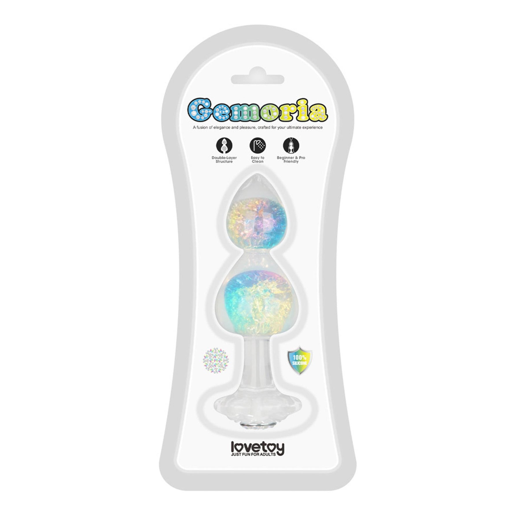 Plug anal din silicon Gemoria cu bilă dublă de sticlă Lovetoy