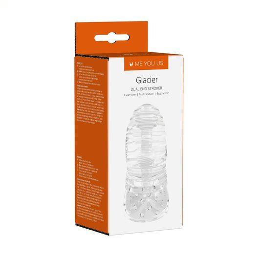 Masturbator Me You Us Glacier cu două fețe, transparent, TPE, 14,5 cm