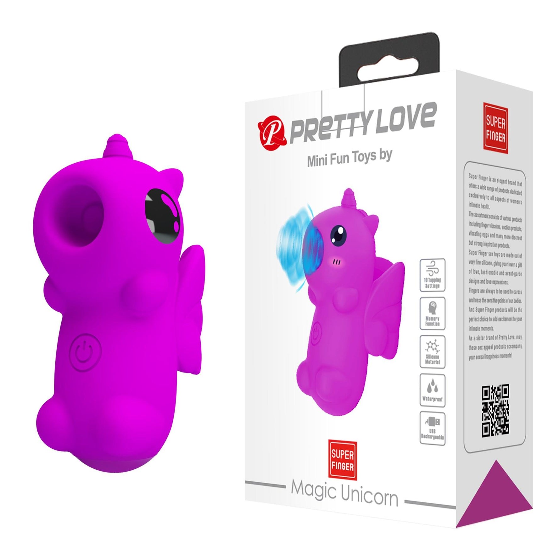 Vibrator cu degete Magic Unicorn Pretty Love cu 10 atingeri