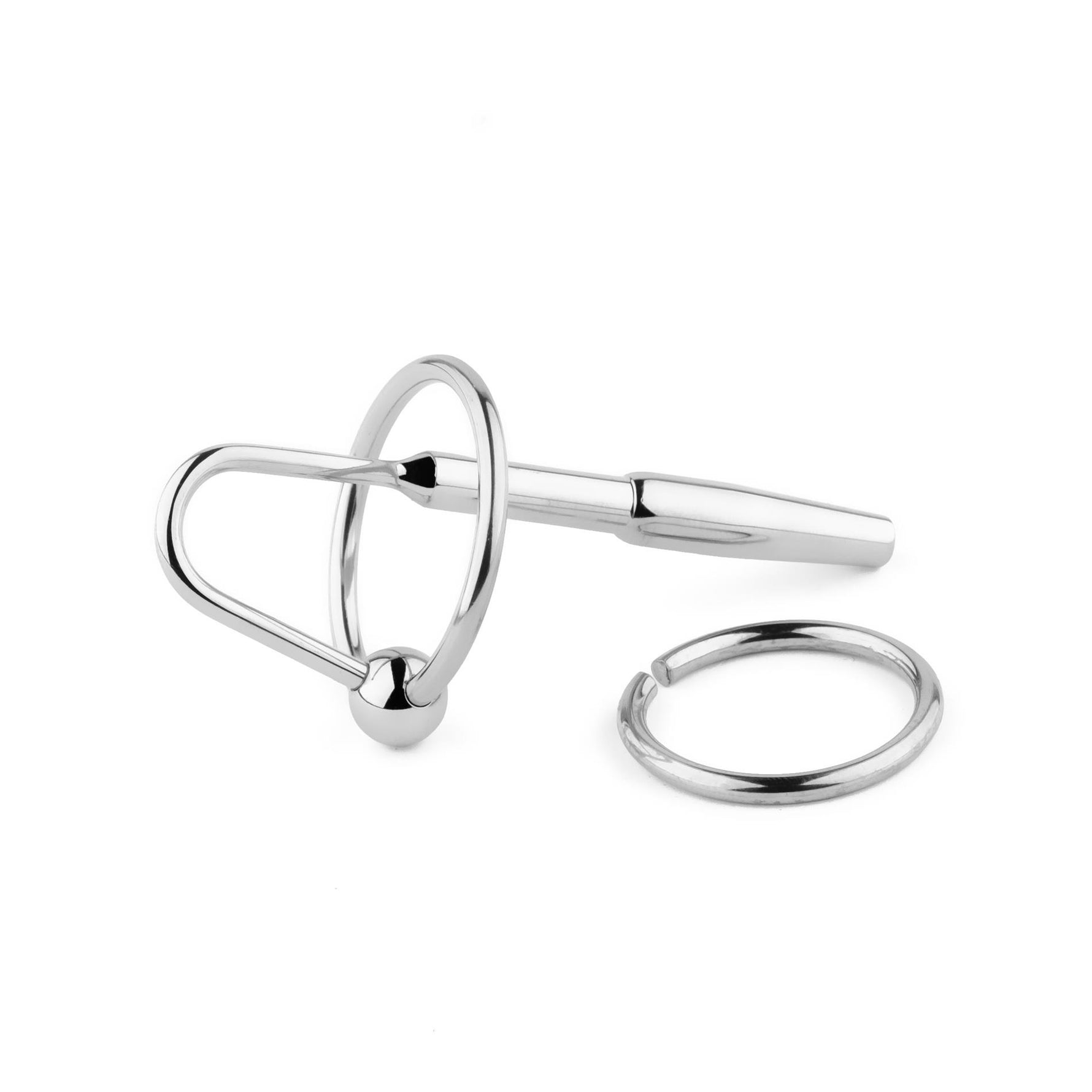 Dop uretral metalic din oțel inoxidabil cu inel 8 cm