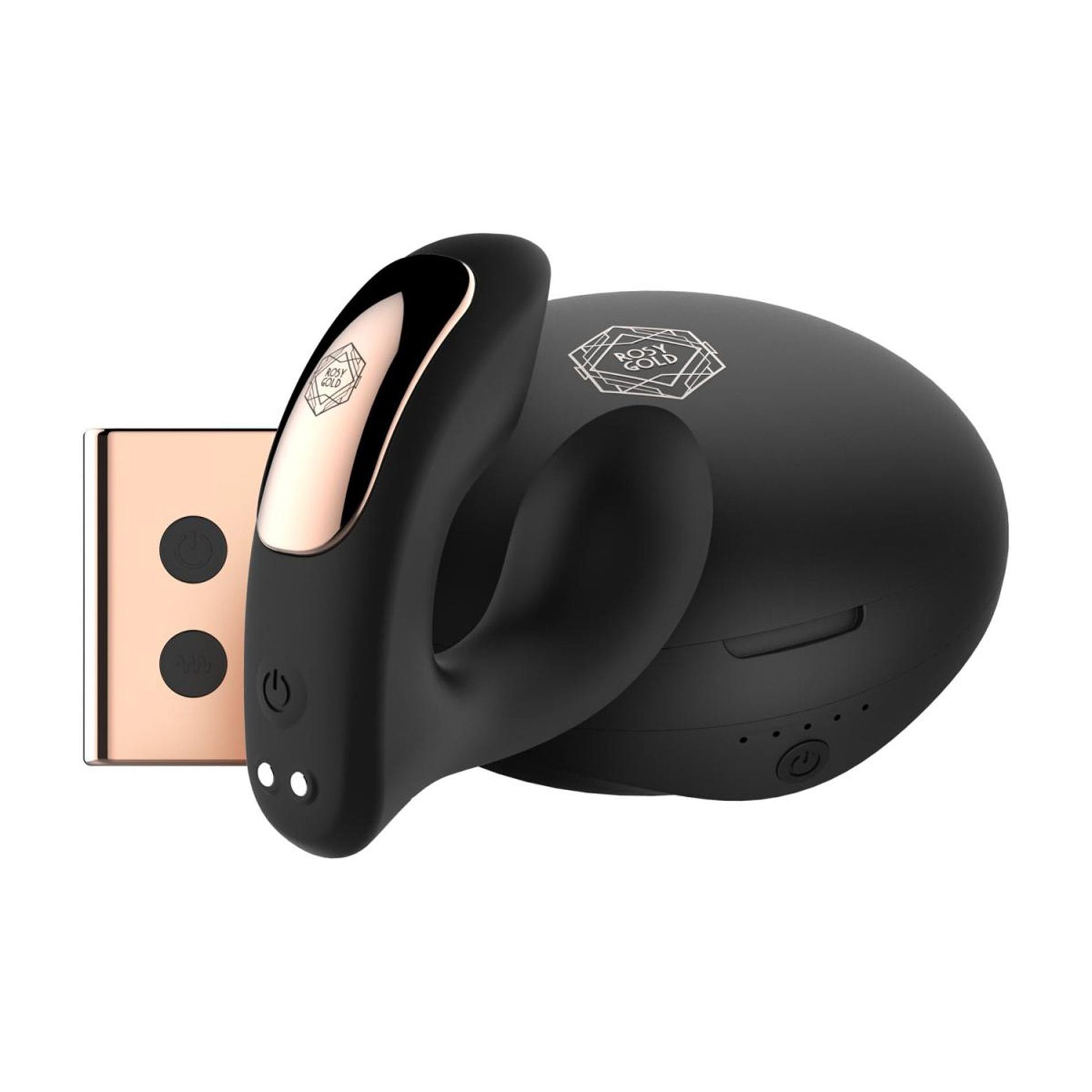 Vibrator portabil Rosy Gold cu carcasă de încărcare, negru