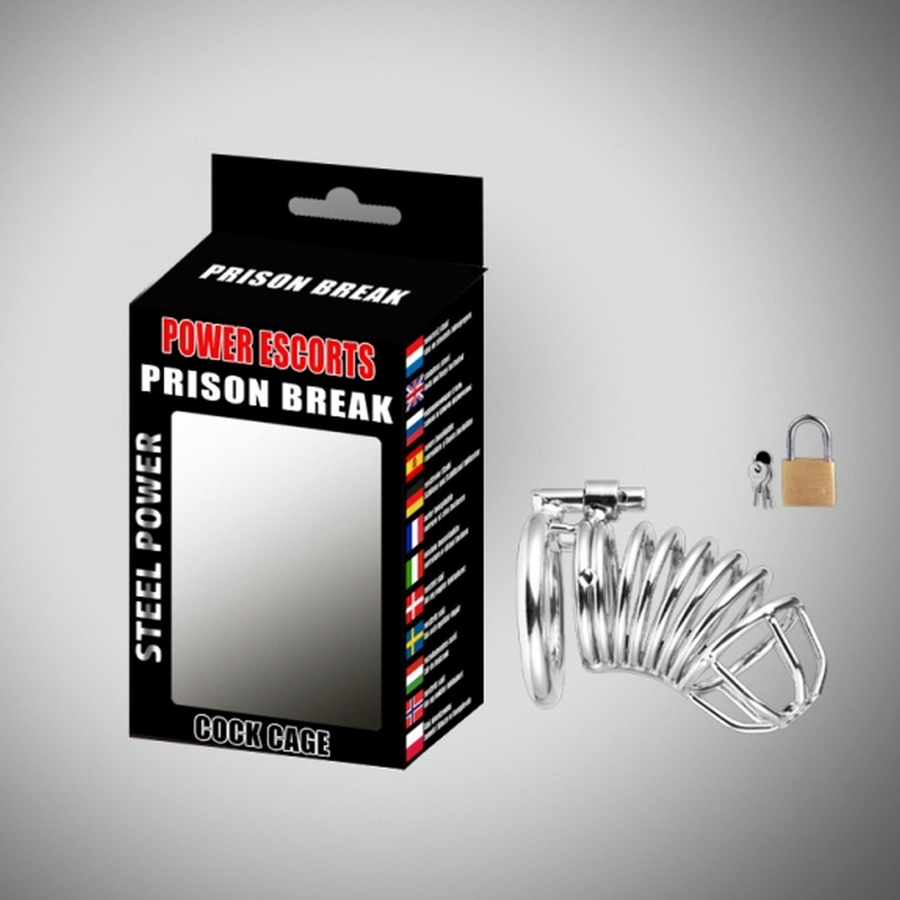 Centură de castitate metalică Prison Break Power Escorts 50mm cu încuietoare