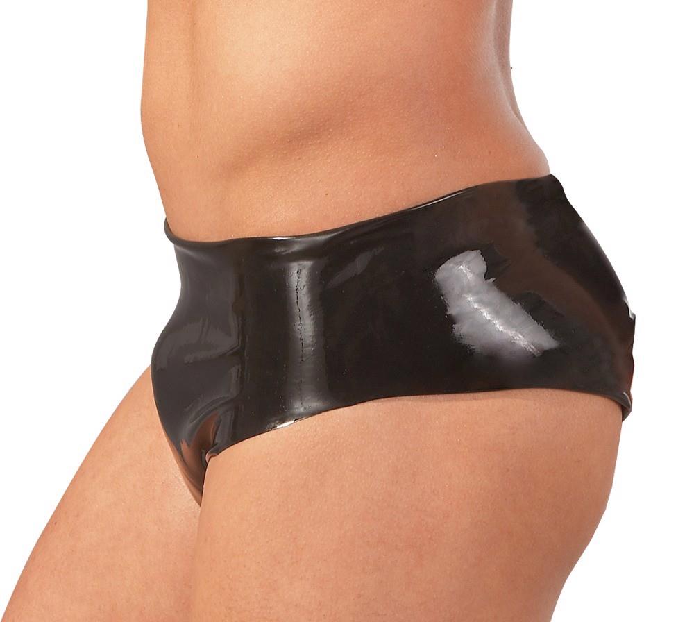 Chiloți din latex cu dildo anal Late X negri M/L 14 cm