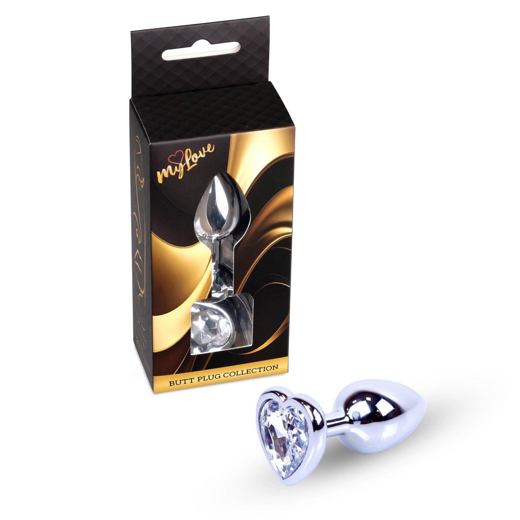 Plug anal argintiu cu inimă MyLove Toys 7 cm