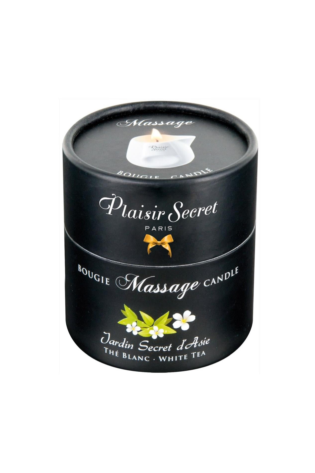 Lumânare de masaj Plaisir Secret cu ceai alb 80 ml