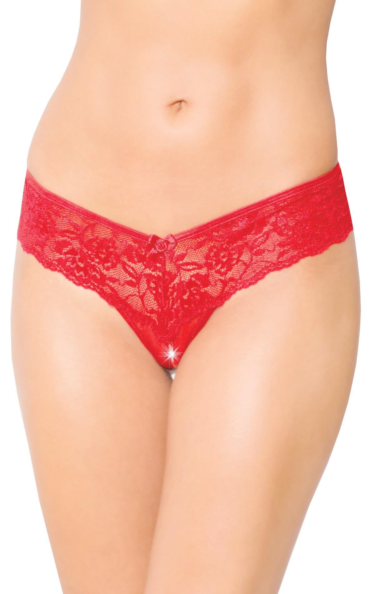Tanga SoftLine 2440 din dantelă cu crăpătură, roșu M/L