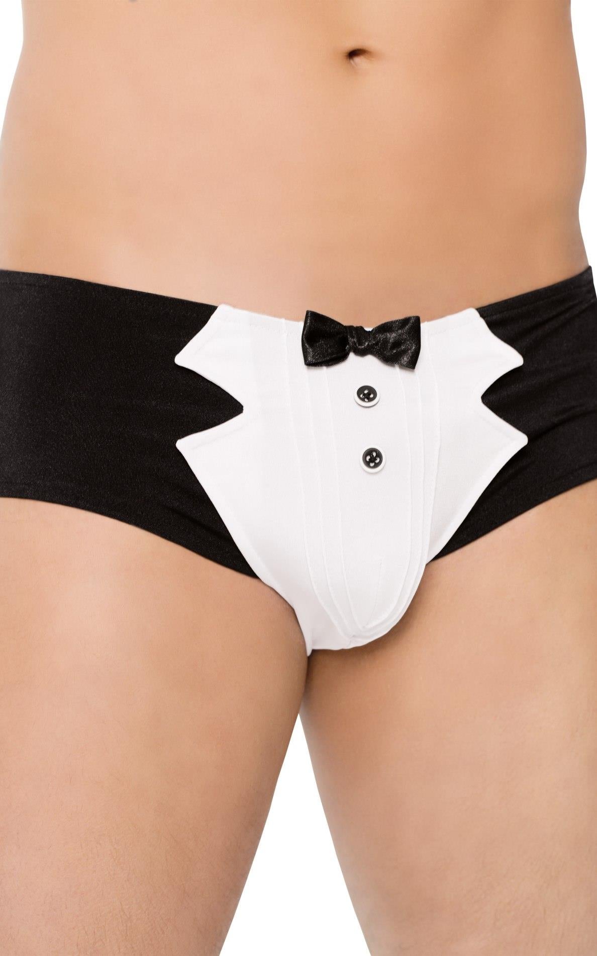 Pantaloni scurți erotici bărbătești cu papion SoftLine negri M
