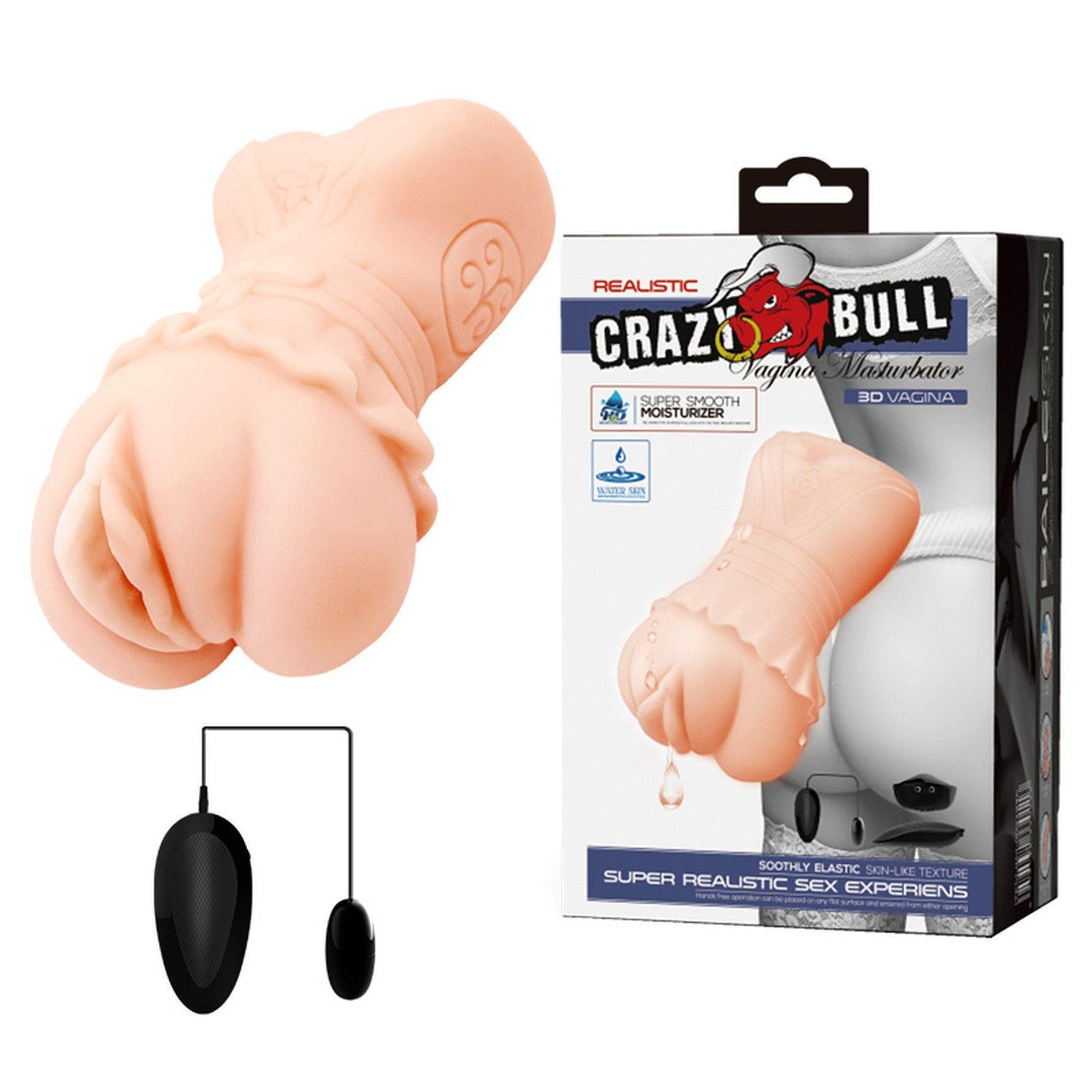 Masturbator vaginal Crazy Bull cu vibrații, alimentat cu baterii AAA